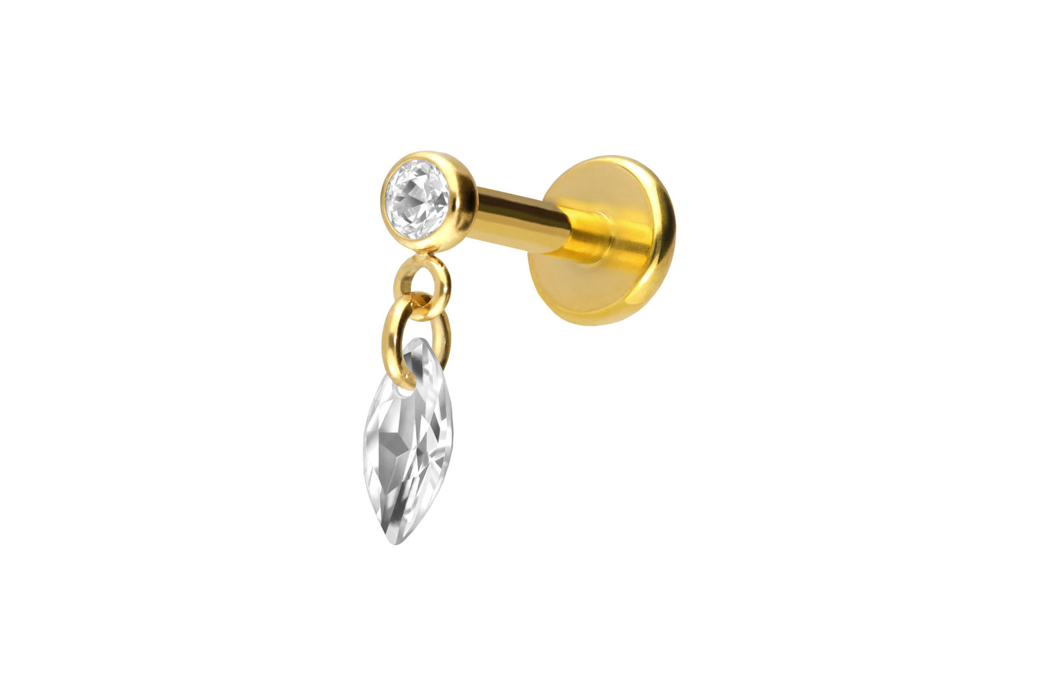 Titan Labret Piercing mit Push Fit KRISTALLOVAL